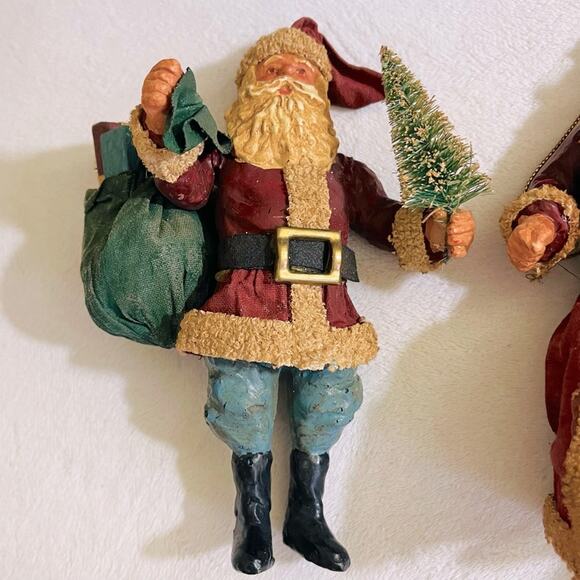 4 Vintage Kurt Adler Paper Mache Old World Santa Ornaments Christmas Decor - Picture 7 of 15